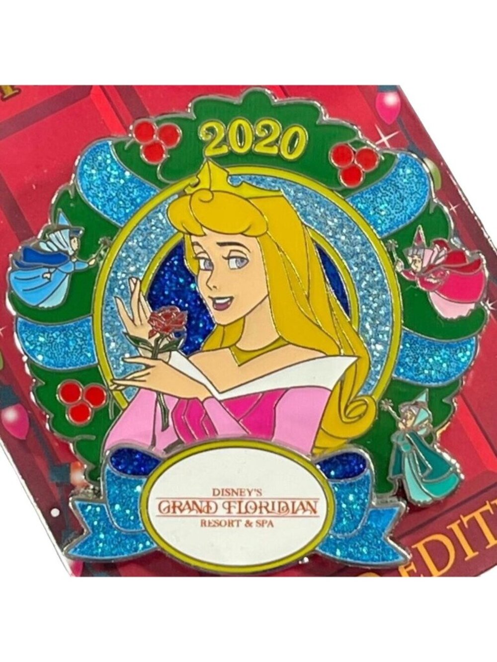 Aurora Disney Trading Pin Happy Holiday Princess Sleeping Beauty Badge Lapel Pin